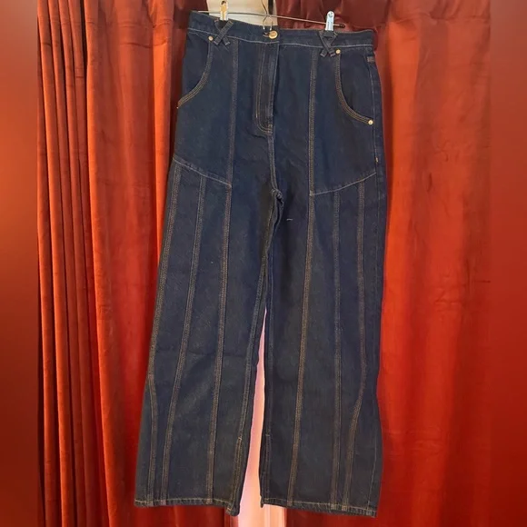 NWT Farm Rio Dark Denim High Waist Snips Pants - Picture 5 of 5